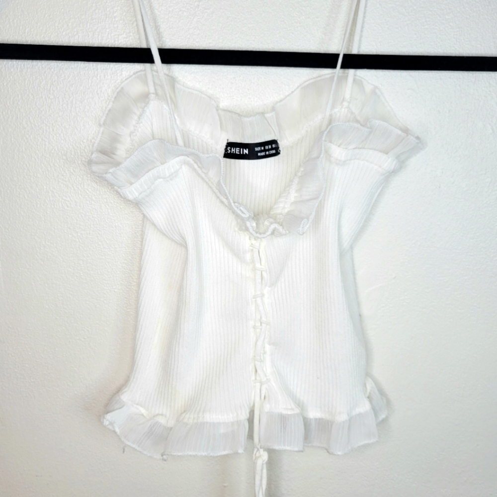 Shein, Womens's White Lace,  Sleeveless Tank Top, Size Medium